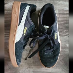 Puma Black and White Sneakers with Suede Upper